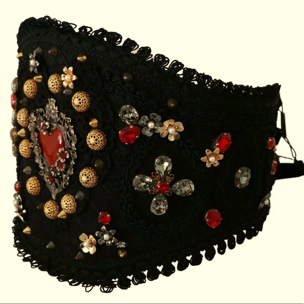 DOLCE & GABBANA
BLACK GOLD CRYSTAL TORERO LEATHER WIDE BELT NWT
